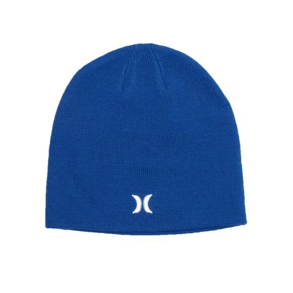 Hurley Icon Staples Logo Beanie Blue White Embroidered NWT Winter Hat Knit Toque - Picture 1 of 4
